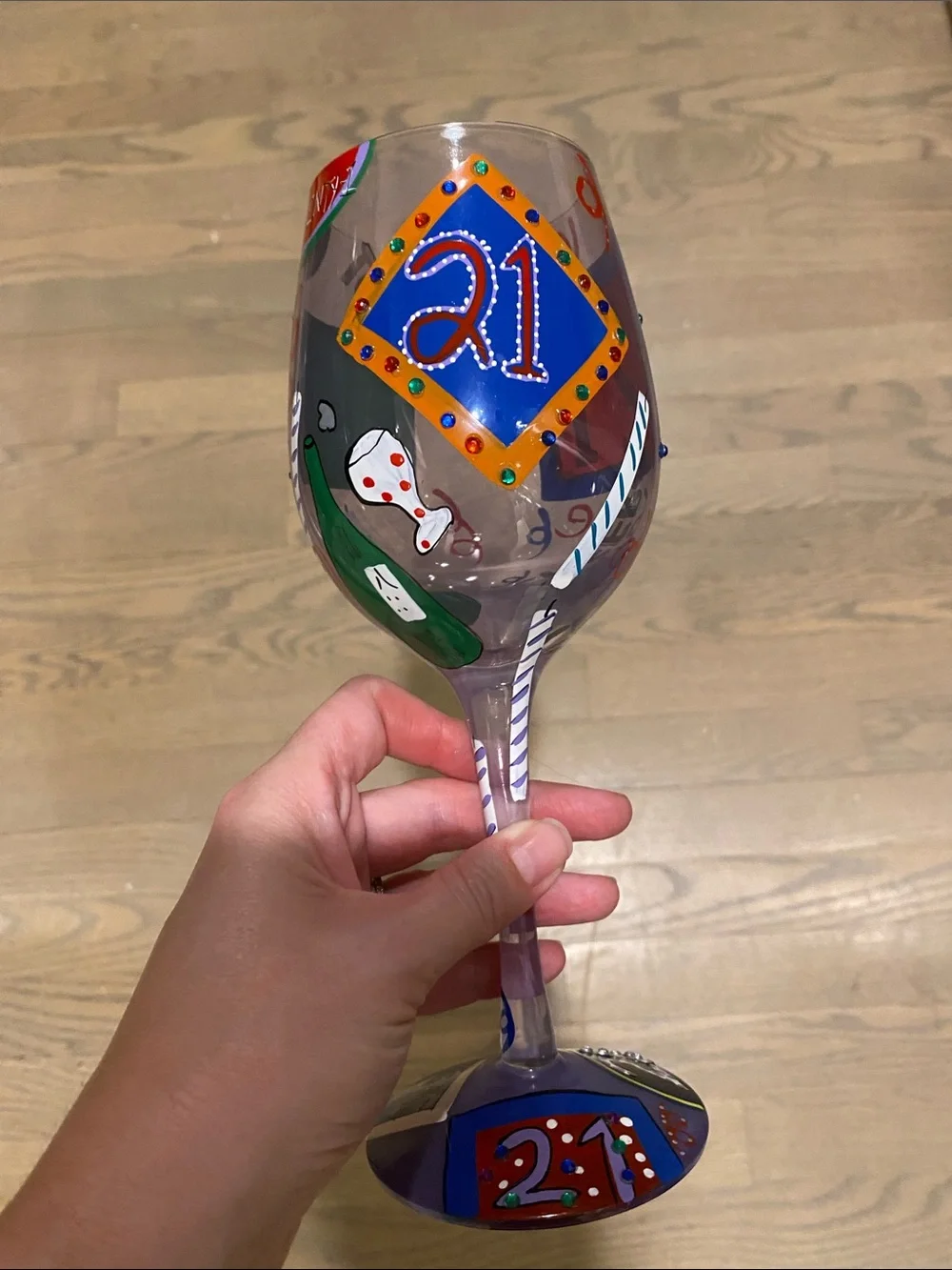 Lolita Hand-Painted 21 Celebration Wine Glass